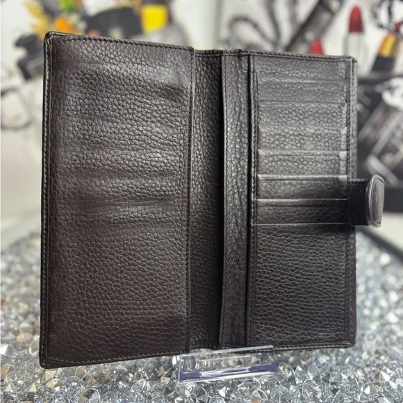 Gucci vintage 1973 Continental wallet Diamante canvas and black leather EUC - Picture 13 of 16